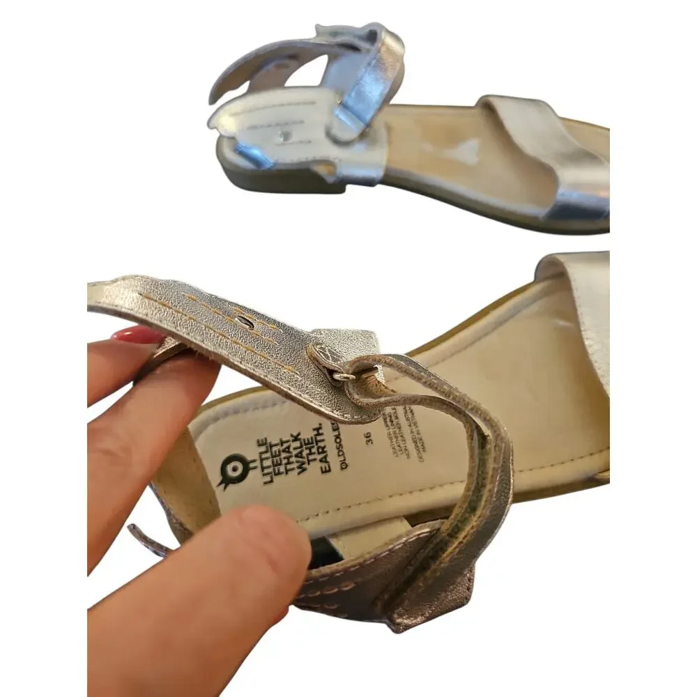 Old Soles 36 Kids Girl Flying Leather Sandals in Silver big kids girls sz 4 $66